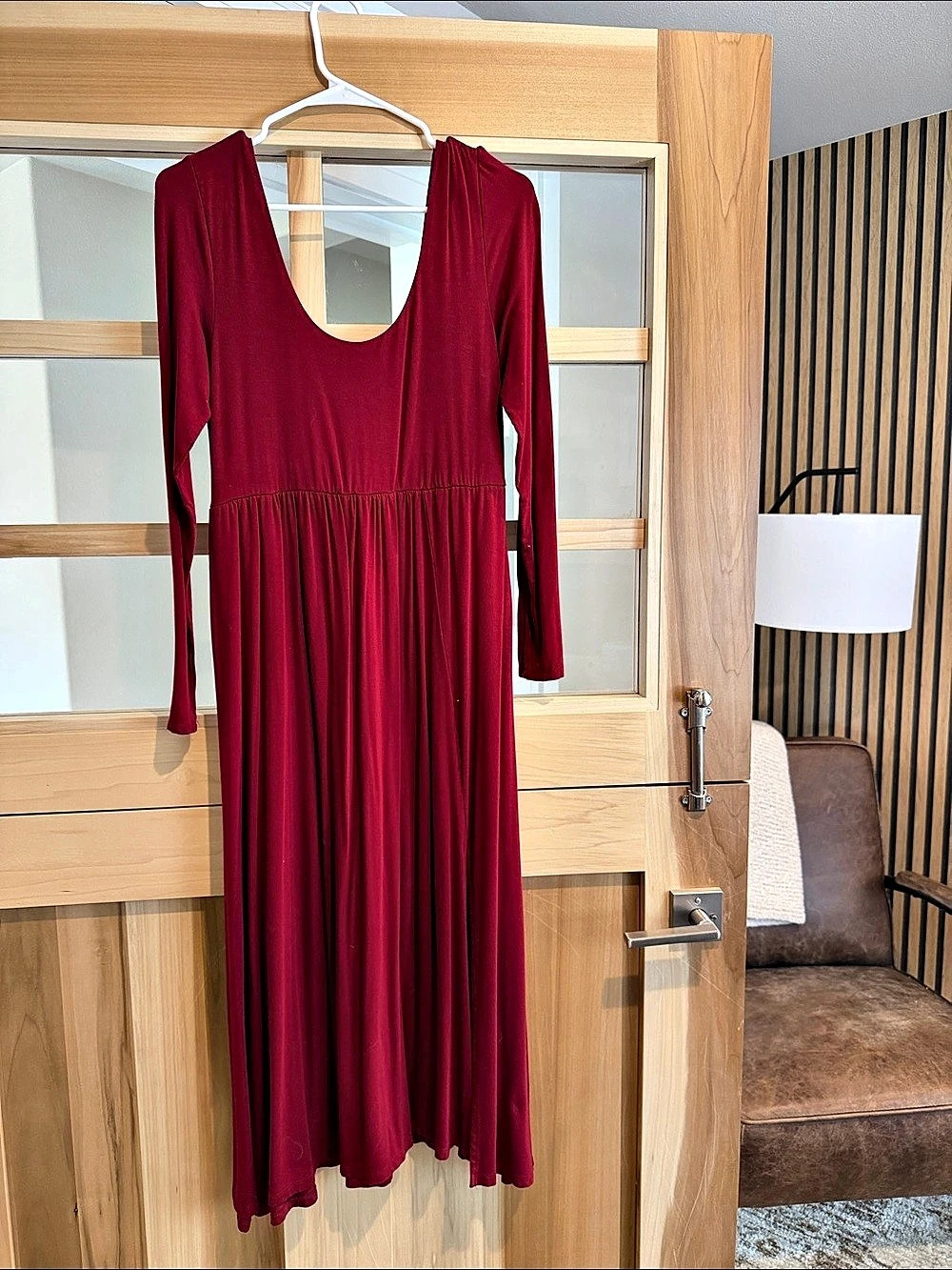 a new day Long-Sleeve Rib-Knit Maxi Dress Red Medium
